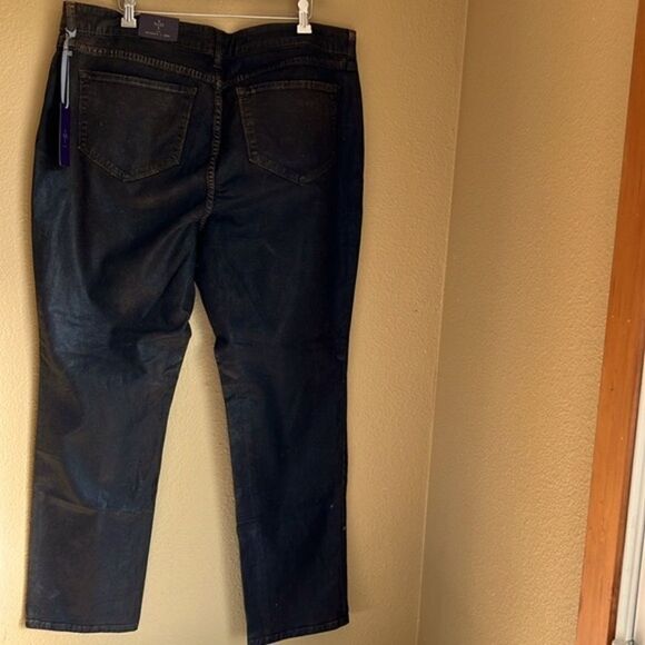 NYDJ Beat Leather Brown Jeans 18W Skinny - Picture 2 of 16